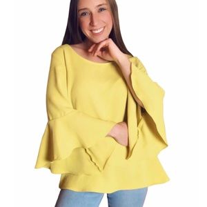 Everly mustard yellow flare half sleeve top large